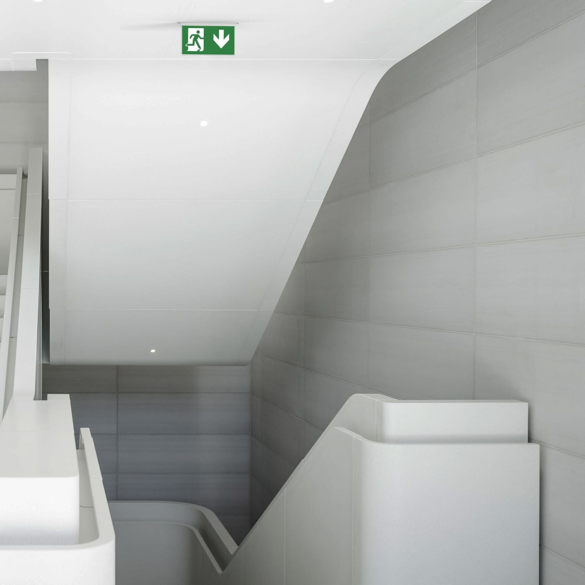 Luz de emergencia permanente con pictograma "Salida abajo" - Empotrable (1)