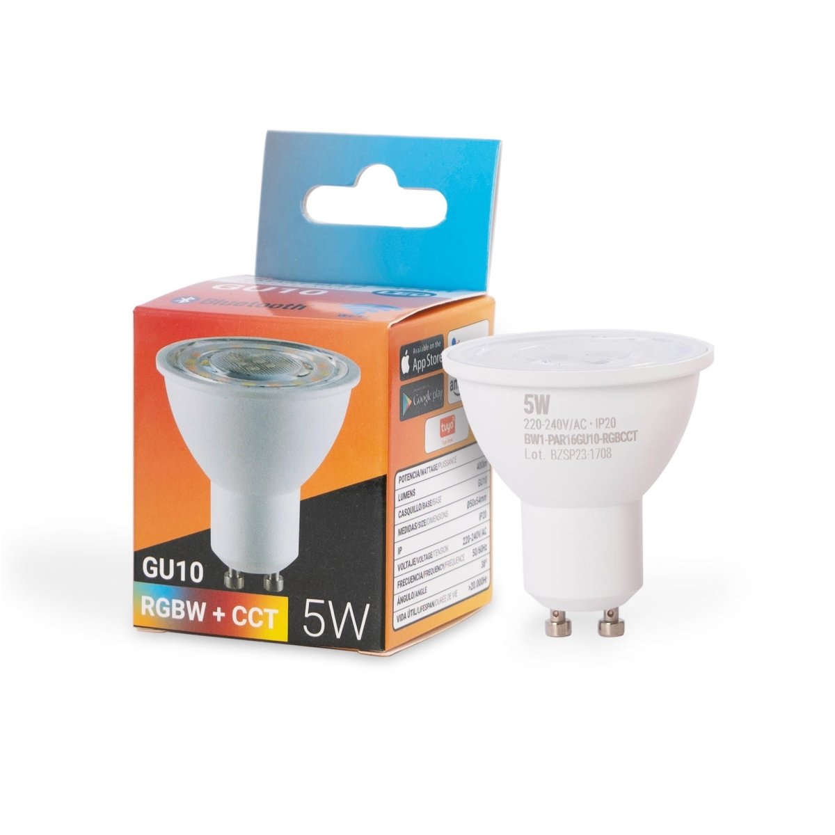 Bombilla inteligente LED WIFI GU10 - RGBW + CCT - 5W - Barcelona Led-