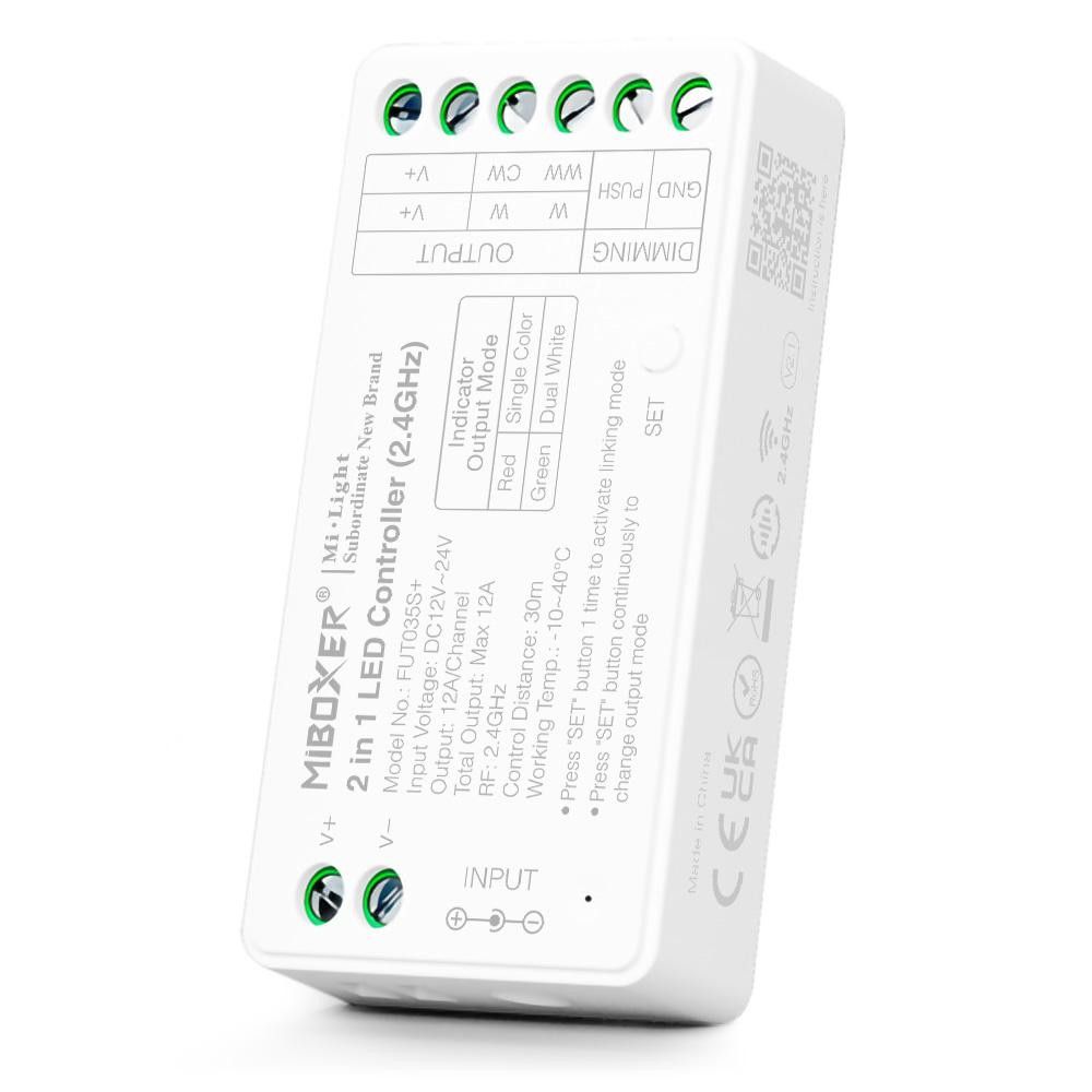 Controlador tira LED 2 en 1- Monocolor - Dual White - 12/24V DC - 2.4G - MiBoxer - FUT035S+