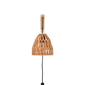 Aplique de pared en madera con pantalla de papel trenzado "Leo" (5)