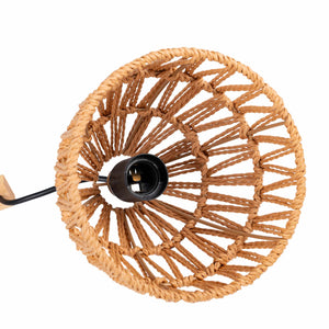 Aplique de pared en madera con pantalla de papel trenzado "Leo" (11)