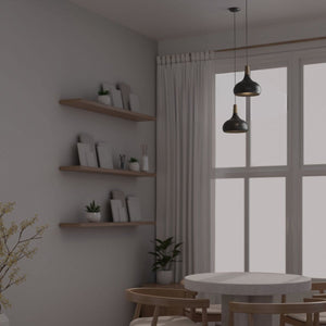 Lámpara colgante de metal y madera "Loop" - Barcelona Led-Decoración