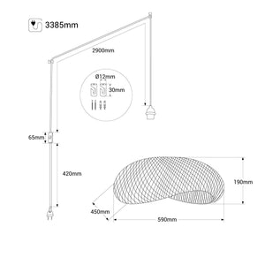Lampara colgante de mimbre "Vimet Lite" con interruptor y enchufe (24)