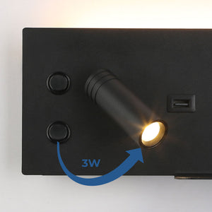 Aplique de pared para lectura con puerto USB "Kerta" - Iluminación doble - 3W+7W (87)