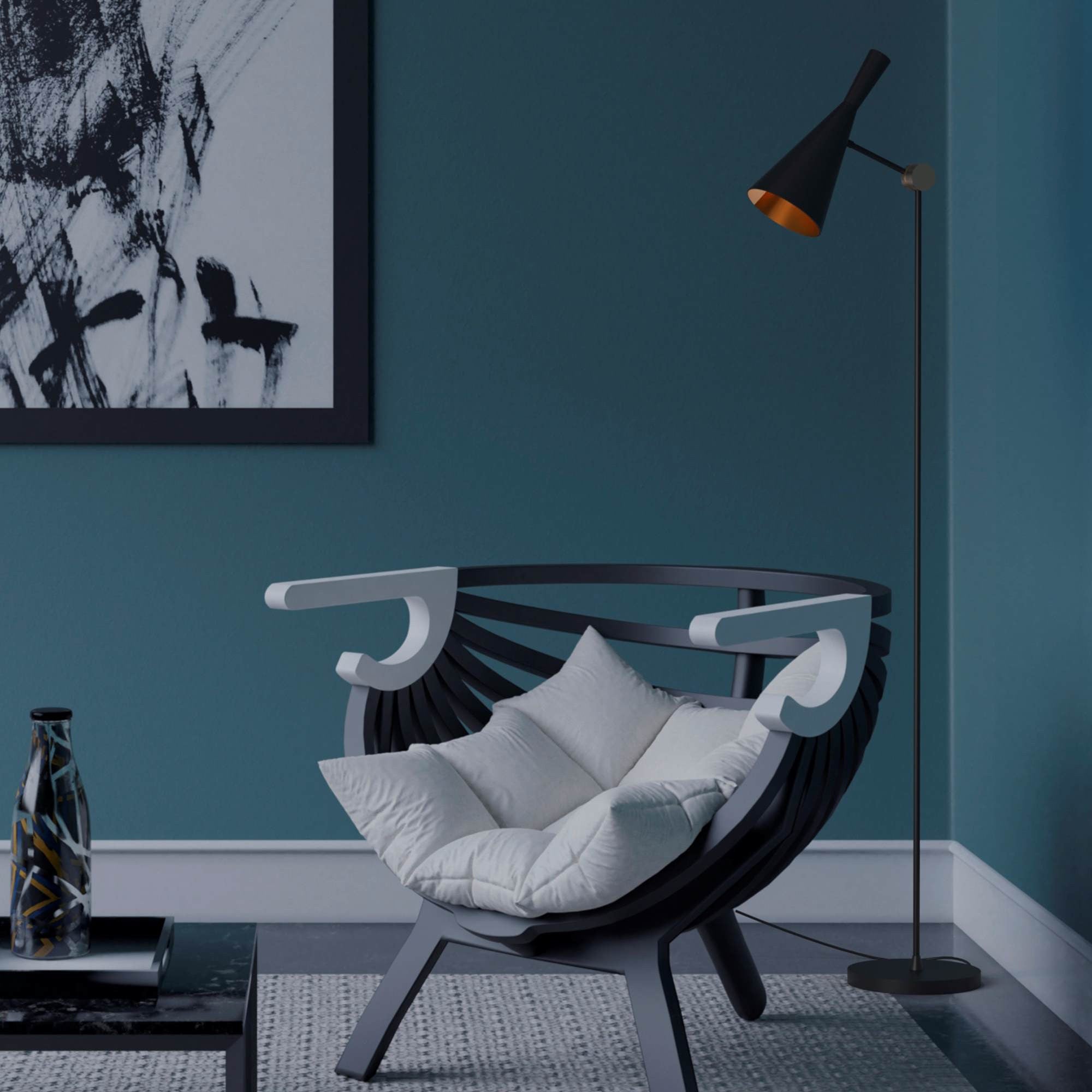 Lámpara de pie de diseño "Olivia" Negro (1)