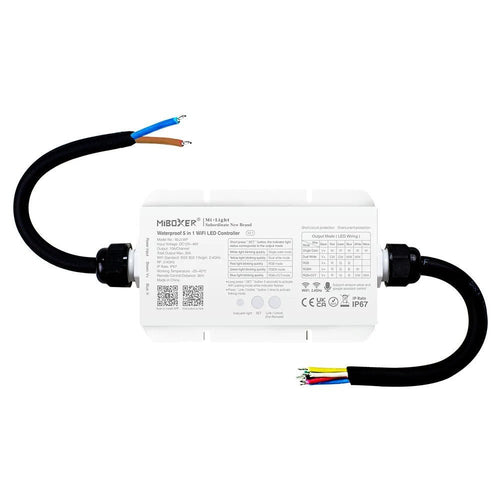 Αδιάβροχος ελεγκτής λωρίδας LED 5 σε 1 - 12-48V DC - 2.4G - WiFi - MiBoxer - IP67 - WL5-WP