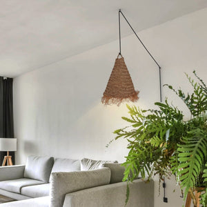 Lámpara colgante de fibras naturales "NAM XL " con interruptor y enchufe - Barcelona Led-Decoración