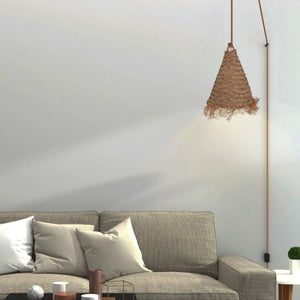 Lámpara colgante de fibras naturales "NAM XL " con interruptor y enchufe - Barcelona Led-Decoración