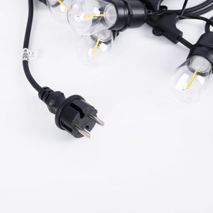 Kit guirnalda luces exterior 11,5 metros + 10 bombillas LED E27 filamento 1W - IP44 - Barcelona Led-