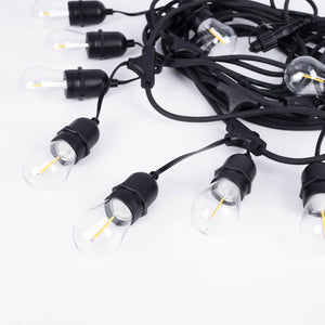 Kit guirnalda luces exterior 11,5 metros + 10 bombillas LED E27 filamento 1W - IP44 - Barcelona Led-