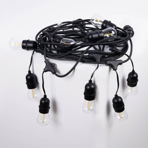 Kit guirnalda luces exterior 11,5 metros + 10 bombillas LED E27 filamento 1W - IP44 - Barcelona Led-