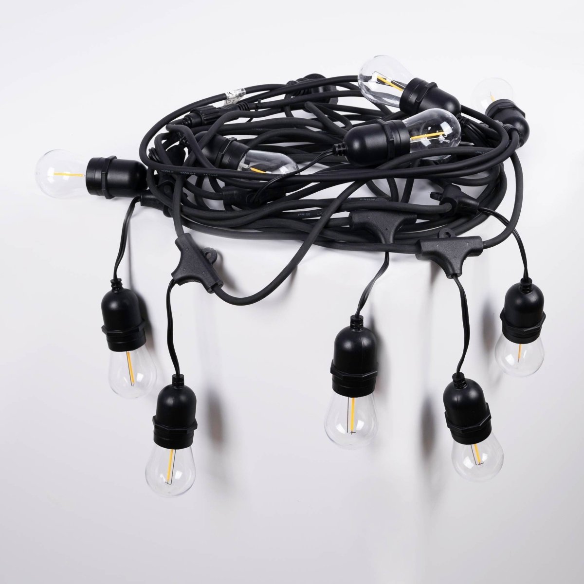 Kit guirnalda luces exterior 11,5 metros + 10 bombillas LED E27 filamento 1W - IP44 - Barcelona Led-