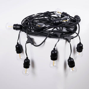 Kit guirnalda luces exterior 11,5 metros + 10 bombillas LED E27 filamento 1W - IP44 - Barcelona Led-