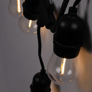 Kit guirnalda luces exterior 11,5 metros + 10 bombillas LED E27 filamento 1W - IP44 - Barcelona Led-