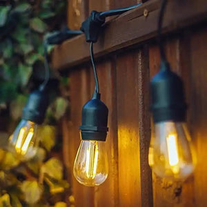 Kit guirnalda luces exterior 11,5 metros + 10 bombillas LED E27 filamento 1W - IP44 - Barcelona Led-
