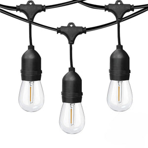 Kit guirnalda luces exterior 11,5 metros + 10 bombillas LED E27 filamento 1W - IP44 - Barcelona Led-