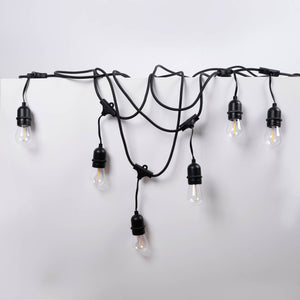 Kit guirnalda luces exterior 11,5 metros + 10 bombillas LED E27 filamento 1W - IP44 - Barcelona Led-