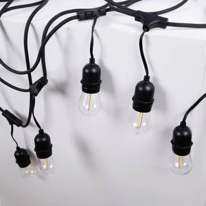 Kit guirnalda luces exterior 11,5 metros + 10 bombillas LED E27 filamento 1W - IP44 (16)