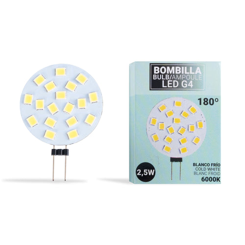 LED G4 bi-pin round flat bulb - 12V AC/DC - 2.5W