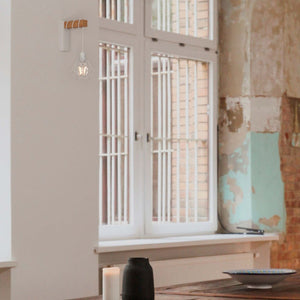 Aplique de pared nórdico jaula "RODEN" - Madera y metal (2)