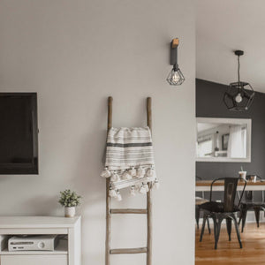 Aplique de pared nórdico jaula "RODEN" - Madera y metal (15)