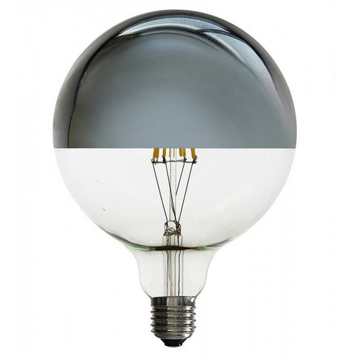 Decorative silver mirrored light bulb - E27 G125 - 6W - 3000K