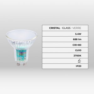 Bombilla LED GU10 6W cristal - 740lm - PAR16 - 100° (28)