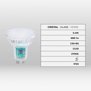 Bombilla LED GU10 6W cristal - 740lm - PAR16 - 100° - Barcelona Led-