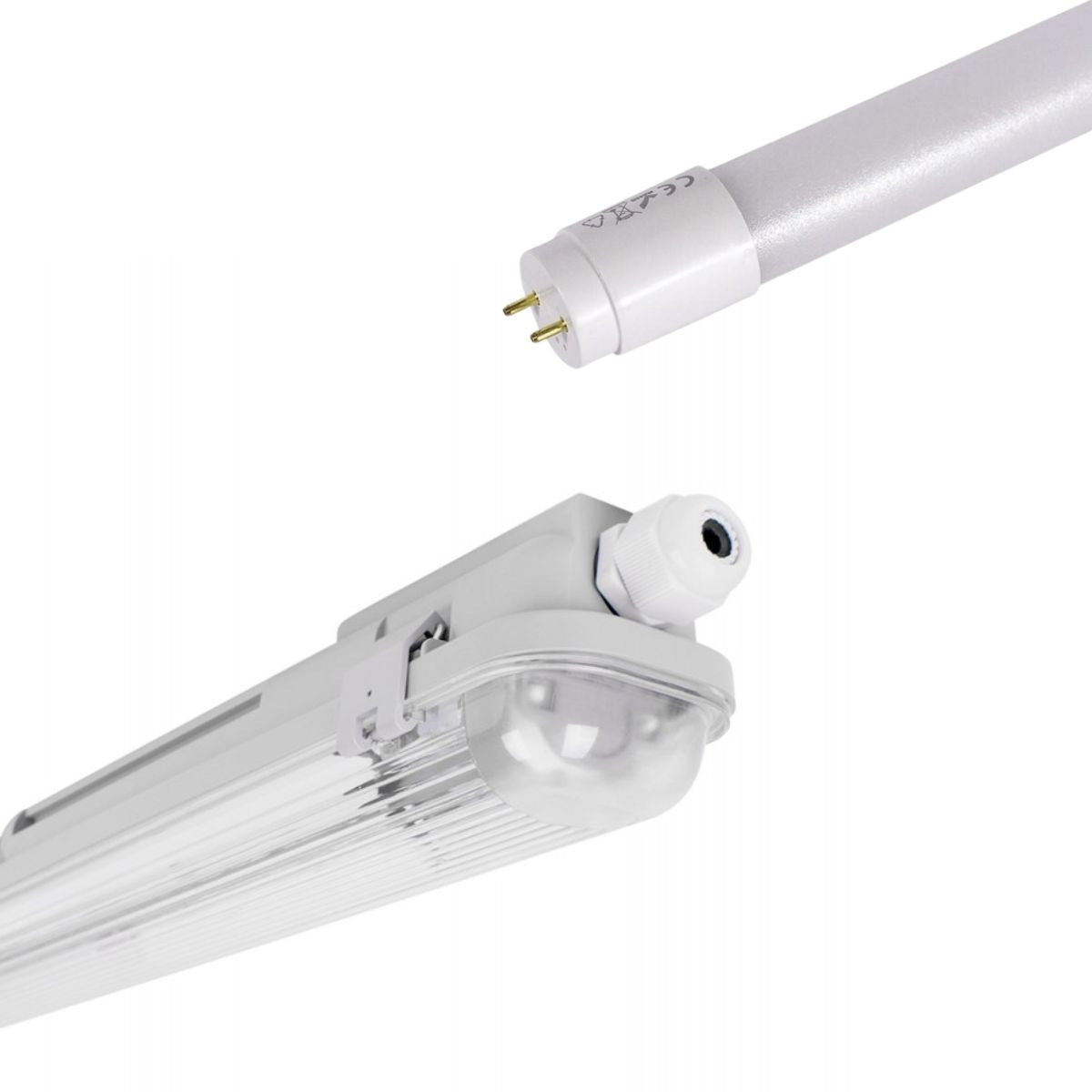 Kit pantalla estanca 60cm + tubo LED T8 9W - 6000K