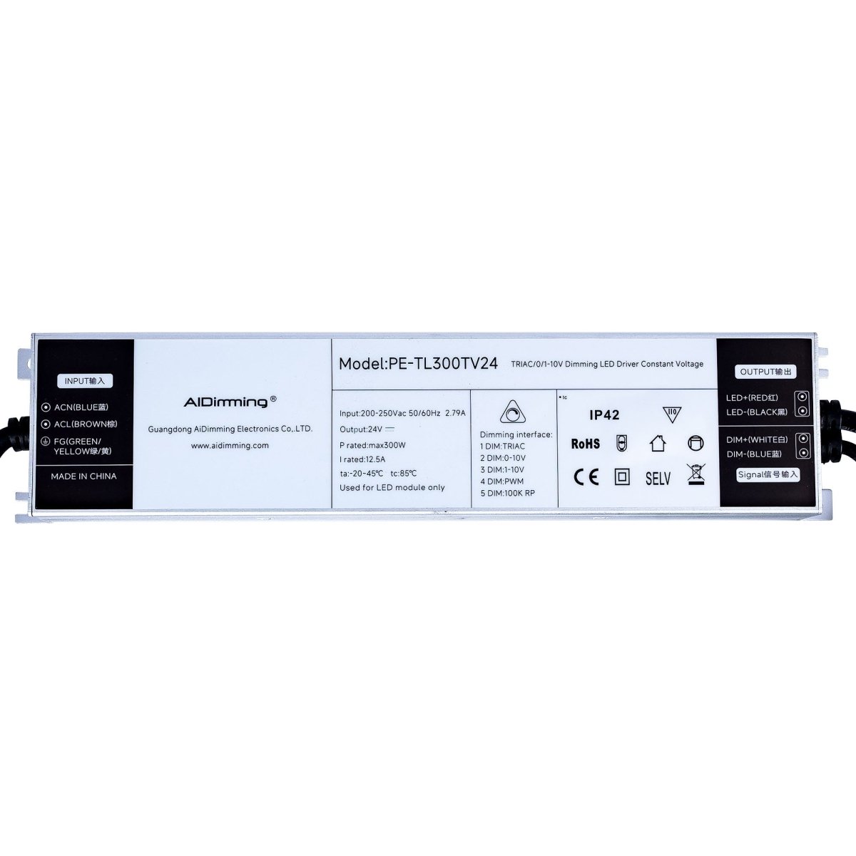 Fuente de alimentación dimmable TRIAC/0-10V 200-250V - Salida 24V - 12,5A - 300W - Barcelona Led-Material eléctrico