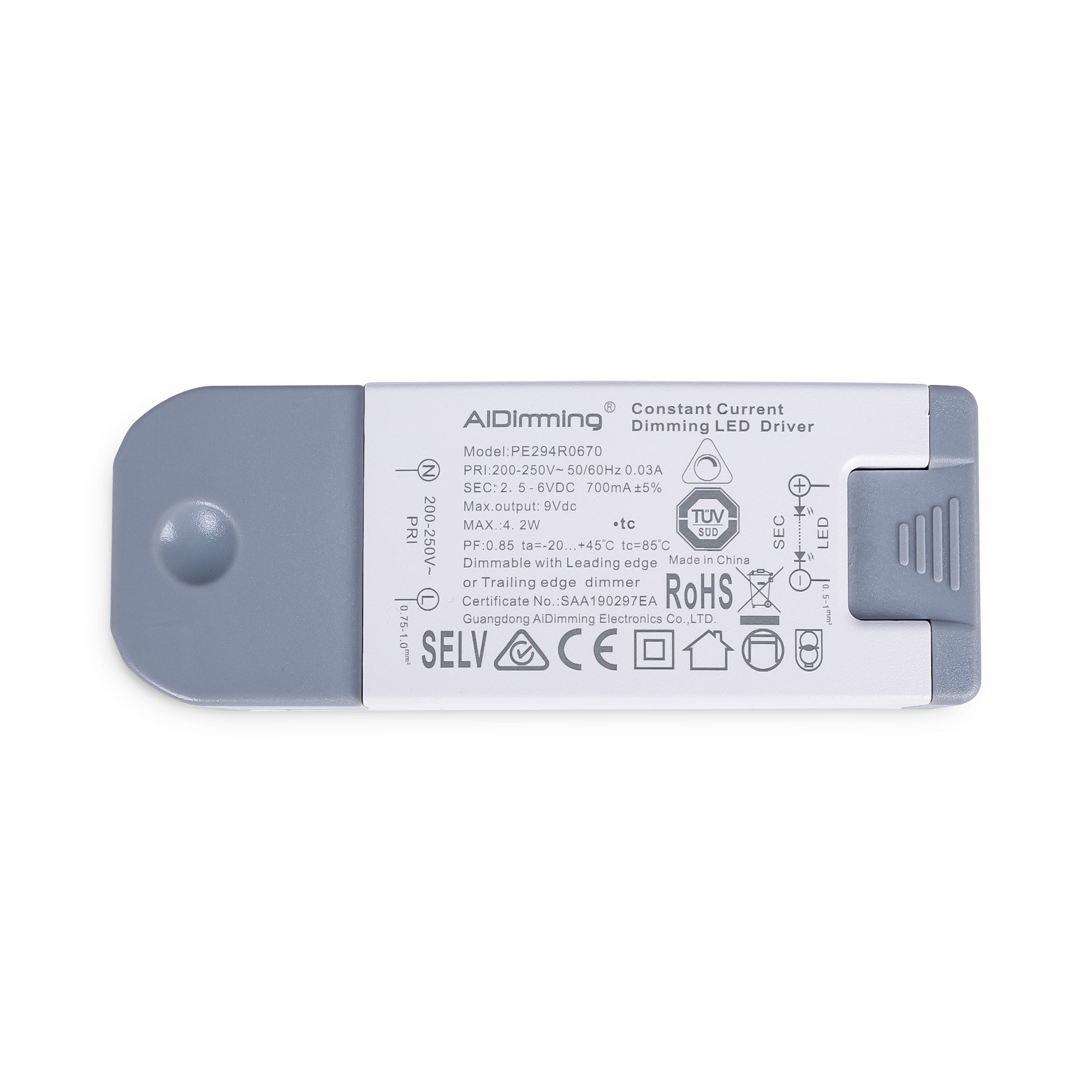 Driver regulable TRIAC 2-6V DC - 700mA - 4,2W