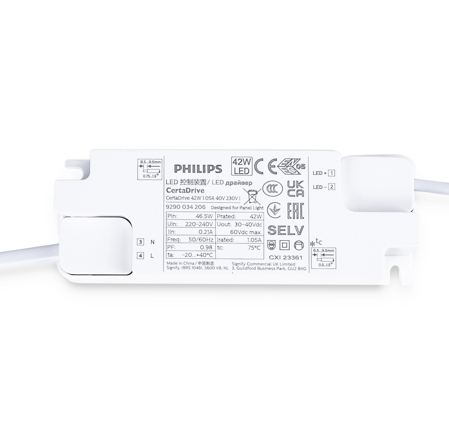 Driver PHILIPS CertaDrive 220-240V - Salida 30-42V DC - 1,05A - 42W (1)