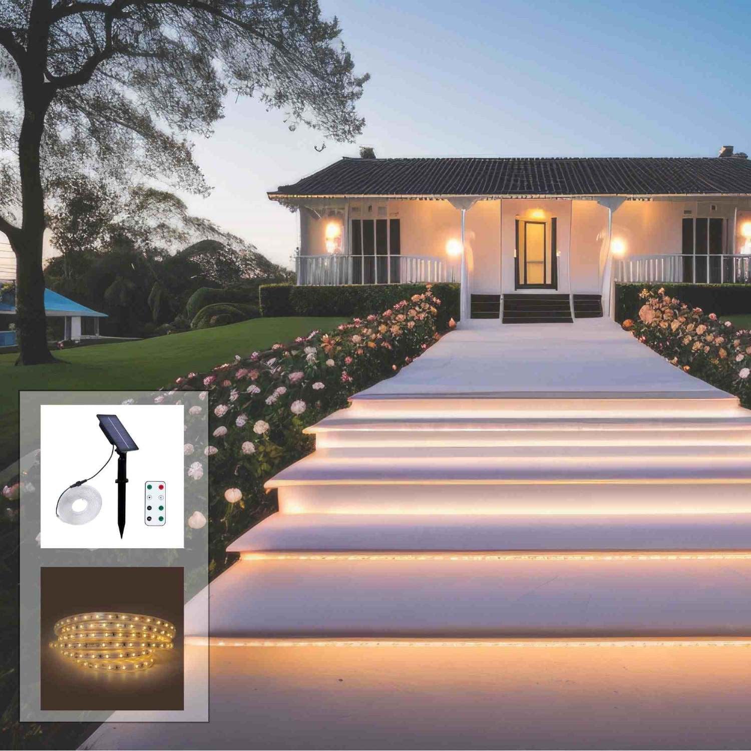 Tira LED solar exterior con mando 18W - 12mm - 5 metros - 2700K - IP65 (1)