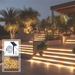 Tira LED solar exterior con mando 40W - 10 metros - IP65 - Disponible RGB y 2700K (18)