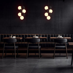 Lámpara acústica colgante vertical "DRAC" - 4 esferas luminosas y 6 esferas absorbentes (24)