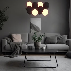 Lámpara acústica colgante horizontal "DRAC" - 4 esferas luminosas y 8 esferas absorbentes (18)