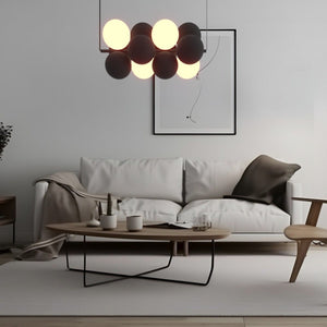 Lámpara acústica colgante horizontal "DRAC" - 4 esferas luminosas y 8 esferas absorbentes - Barcelona Led-Decoración