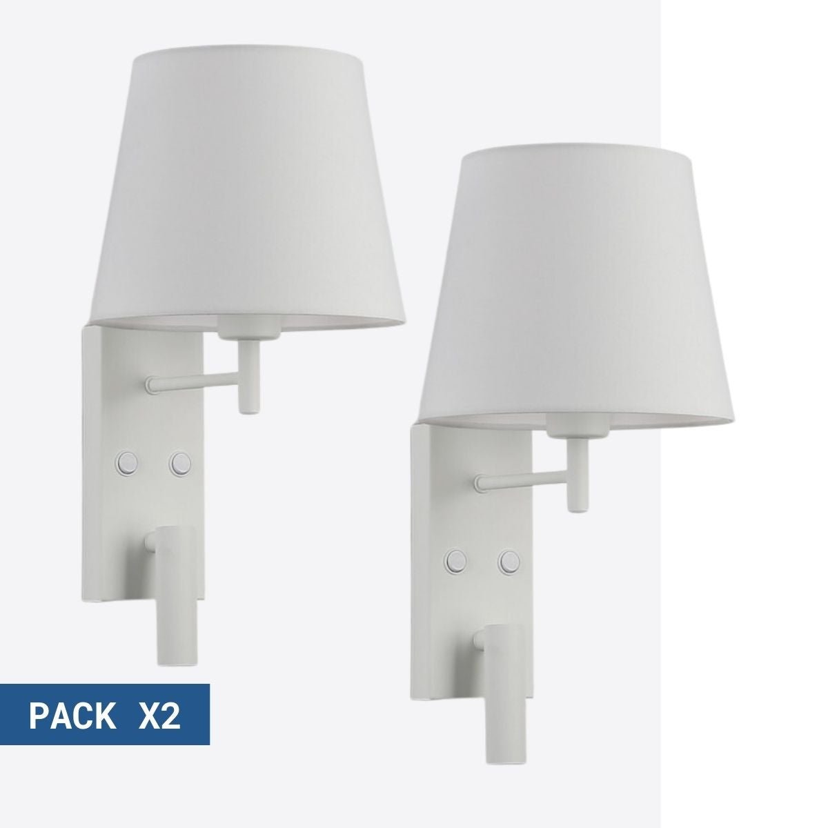 Pack x 2 - Aplique de pared para lectura con foco LED "NOAH" - 3,4W - Barcelona Led-Decoración