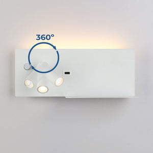 Aplique de pared para lectura con puerto USB "Kerta" - Iluminación doble - 3W+7W (75)