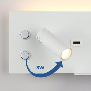 Aplique de pared para lectura con puerto USB "Kerta" - Iluminación doble - 3W+7W (72)
