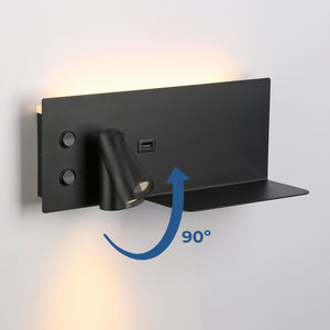 Pack x 2 - Aplique de pared para lectura con puerto USB "Kerta" - Iluminación doble - 3W+7W (56)