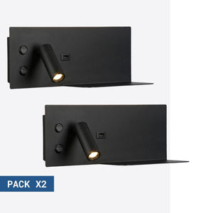 Pack x 2 - Aplique de pared para lectura con puerto USB "Kerta" - Iluminación doble - 3W+7W (41)