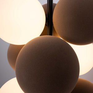 Lámpara acústica colgante vertical "DRAC" - 4 esferas luminosas y 6 esferas absorbentes - Barcelona Led-Decoración