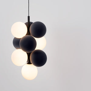 Lámpara acústica colgante vertical "DRAC" - 4 esferas luminosas y 6 esferas absorbentes (31)