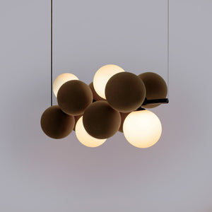 Lámpara acústica colgante horizontal "DRAC" - 4 esferas luminosas y 8 esferas absorbentes (22)