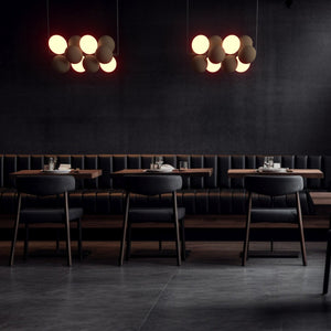 Lámpara acústica colgante horizontal "DRAC" - 4 esferas luminosas y 8 esferas absorbentes (36)