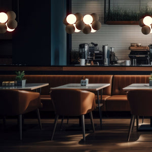 Lámpara acústica colgante horizontal "DRAC" - 4 esferas luminosas y 8 esferas absorbentes (38)