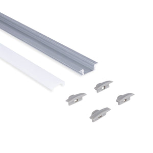 Perfil de aluminio de empotrar - Kit completo - 24,5 x 7mm - Tira LED hasta 12 mm - 2 metros - Barcelona Led-