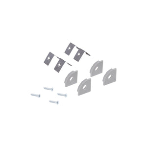 Perfil de aluminio de superficie para esquinas - Con difusor - Kit completo - 20x20mm - Tira LED hasta 10mm - 2 metros - Barcelona Led-