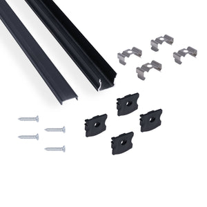 Perfil tira LED de superficie con difusor - Kit completo - 17,6x14,5mm - Tira LED ≤ 12 mm - 2 metros - Barcelona Led-